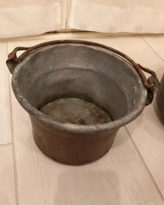 Coppia Tegami Pentole Rame Antichi Set Fine '800