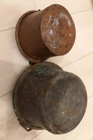 Coppia Tegami Pentole Rame Antichi Set Fine '800