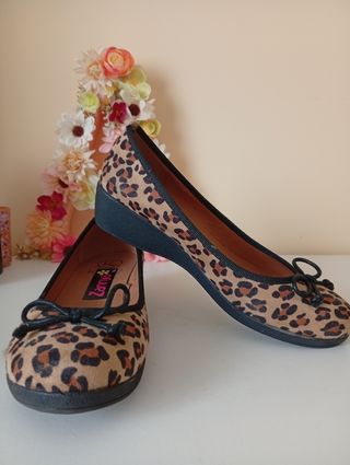 Bailarinas con cuña leopardo 