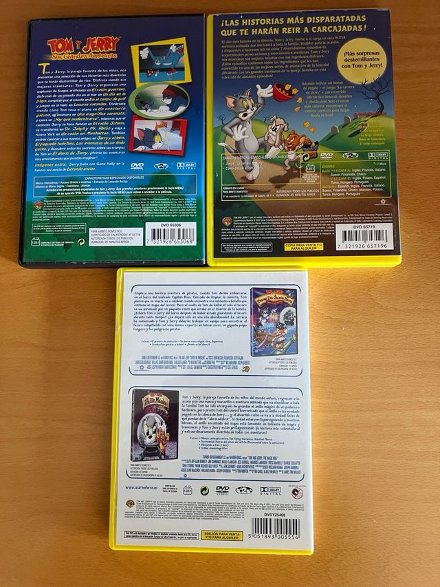 3 DVDs de Tom y Jerry