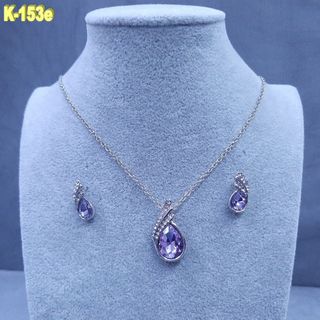 Conjunto plateado Pedrería Lila transpar