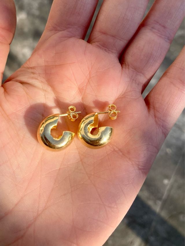 Orecchini bombati argento dorato