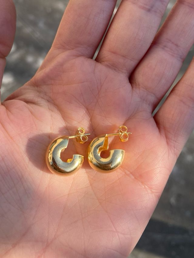 Orecchini bombati argento dorato