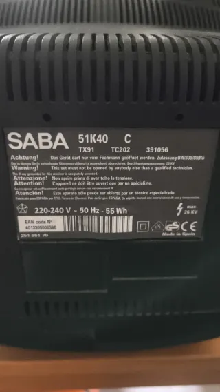 Televisión marca saba. Salida scart