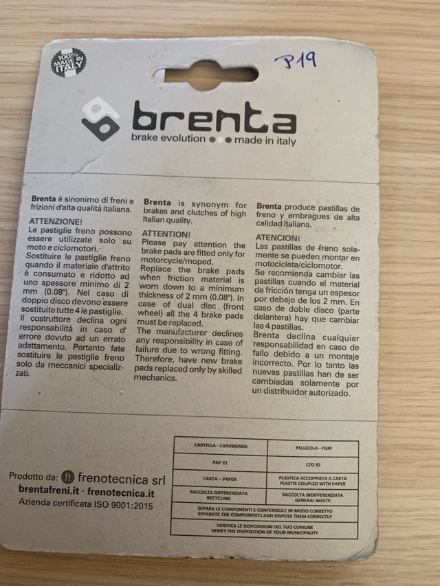 Pastillas de freno delanteras ktm /duke /rc 125