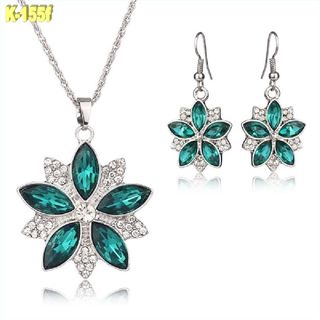 Collar Pendientes Pedrería Verde Tra