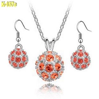 Collar Pendientes Pedrería Naranja plate