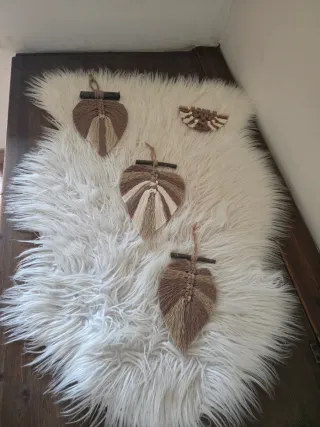 Macrame Decoracion tapiz hojas plume colgante Boho