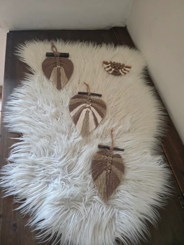 Macrame Decoracion tapiz hojas plume colgante Boho