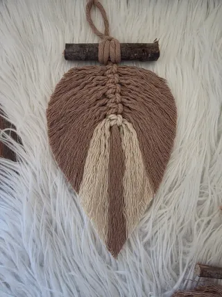 Macrame Decoracion tapiz hojas plume colgante Boho