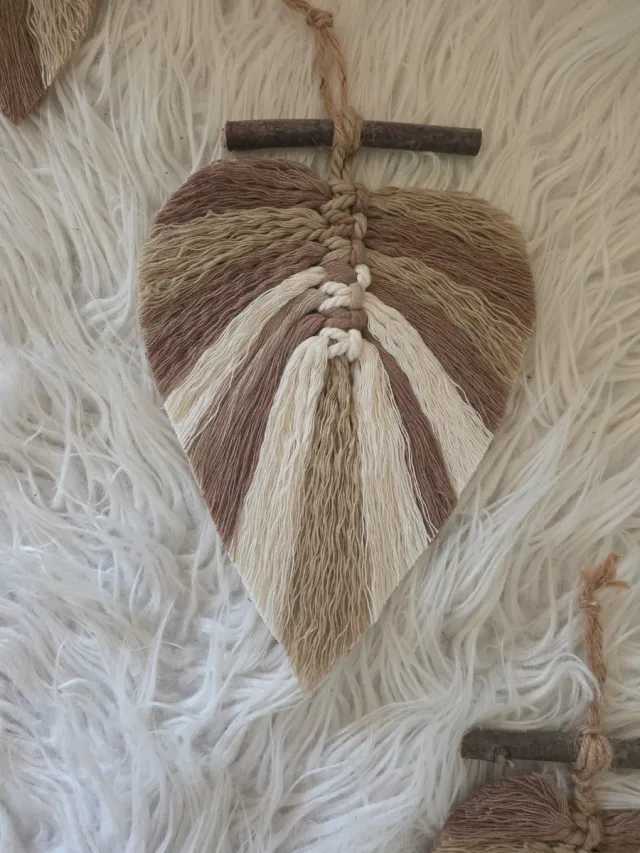 Macrame Decoracion tapiz hojas plume colgante Boho