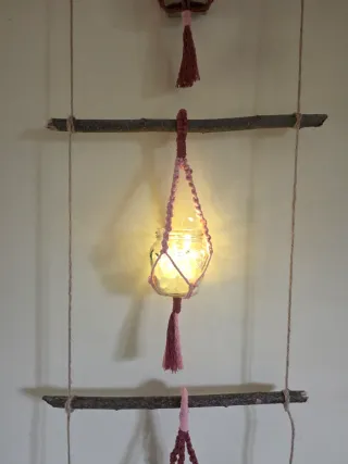 Scala decorativa da muro set portapiante macramè