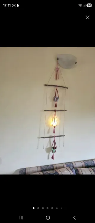 Scala decorativa da muro set portapiante macramè