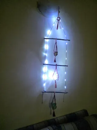 Scala decorativa da muro set portapiante macramè