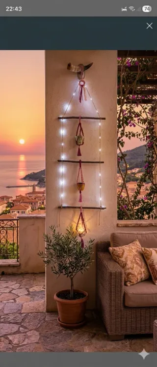 Decoracion madera pared escalera murale colgante