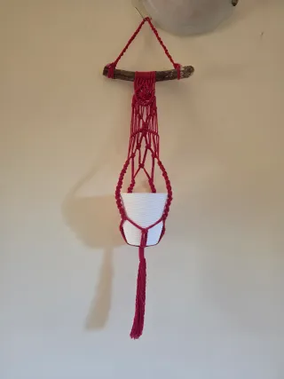 Decoracion Macetas florero colgante macramé Tapiz