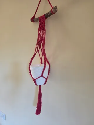Decoracion Macetas florero colgante macramé Tapiz