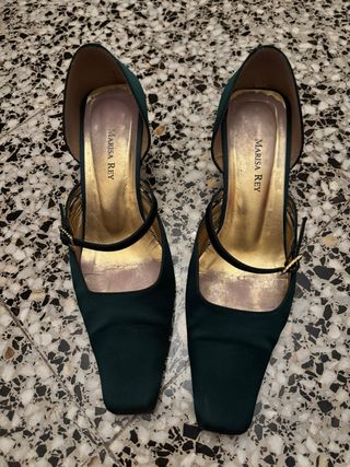 Zapatos fiesta de tacon verdes