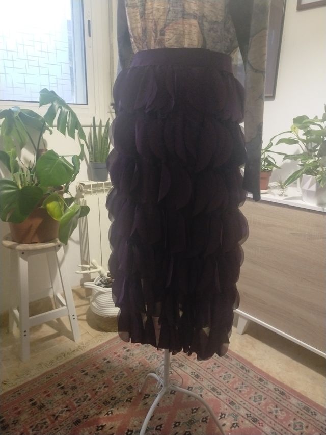 Falda gasa berenjena nueva 