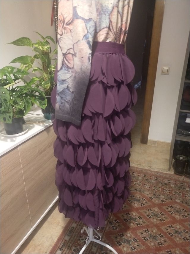 Falda gasa berenjena nueva 