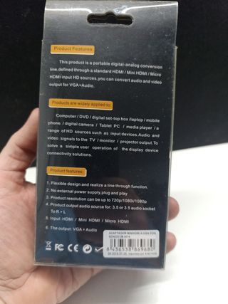 Adaptador mini HDMI a VGA con sonido