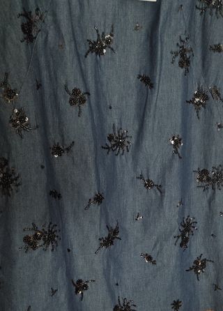 Vestido efecto denim abalorios Zara ZW.