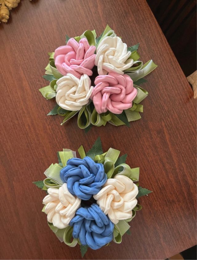 Giro candela con fiori fatto a mano 