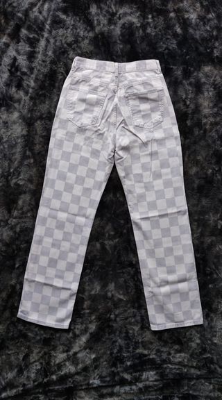 Pantalón recto cuadros Pull and Bear