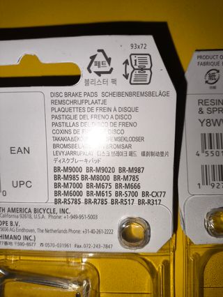 Pastillas de freno shimano