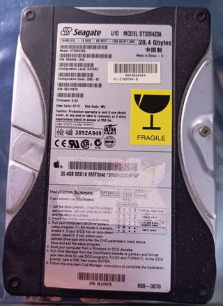 Disco duro IDE 3,5"  20,4Gb  Seagate