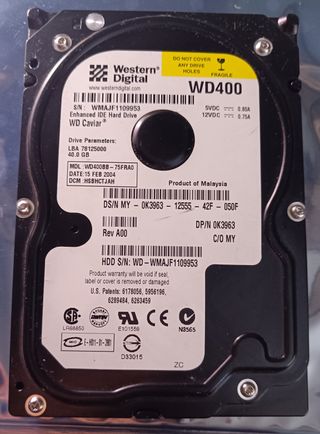 Disco Duro Western Digital  40Gb  IDE 3,5"
