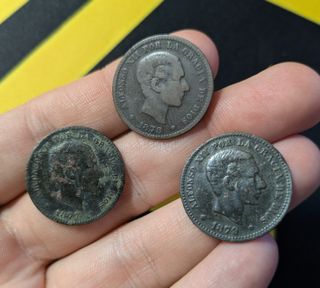 Lote 10 céntimos 1877+1878+1879 + Regalo