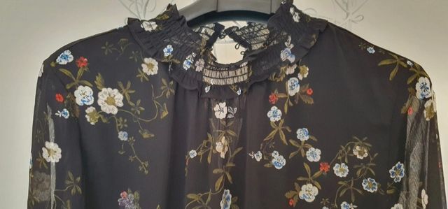 Vestito nero HM a fiori, tg M