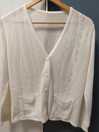 Chaqueta punto mujer M blanca 