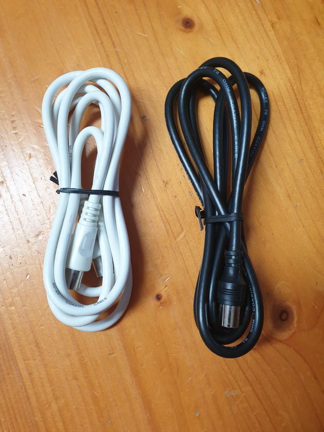 2 Cables coaxial antena TV 1,50 y 1,20 metros