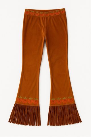 Nuevo Pantalón marrón teja con flecos