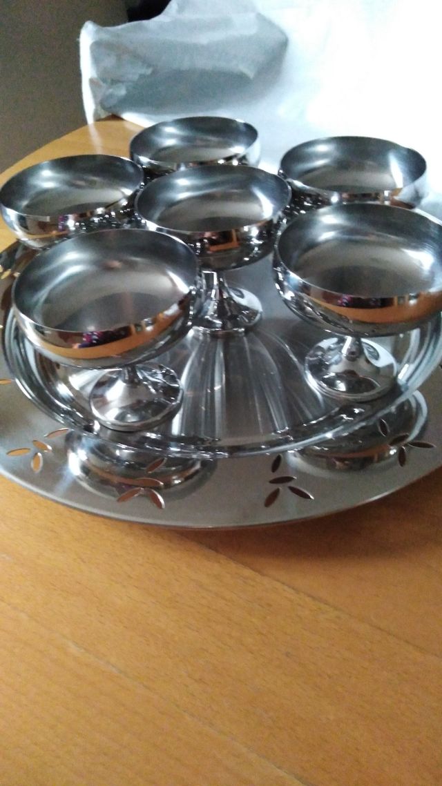 Vassoio e 6 coppe AMC