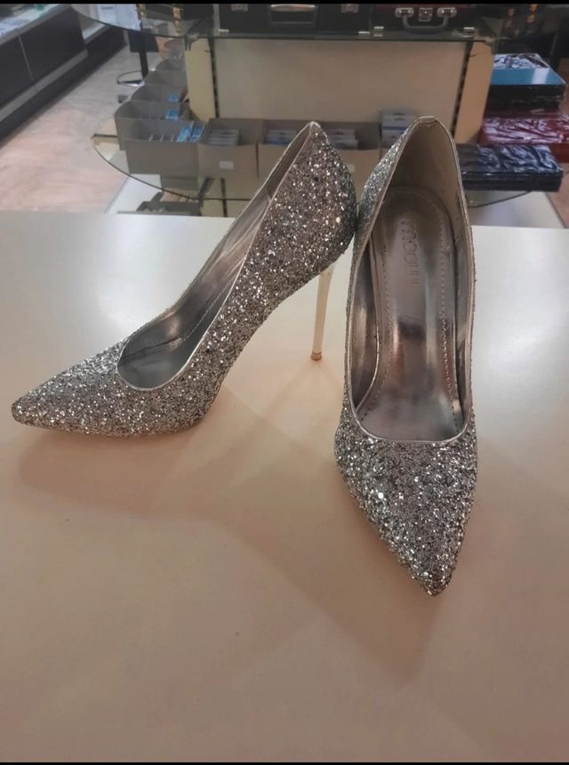 Scarpe tacco Argento glitter
