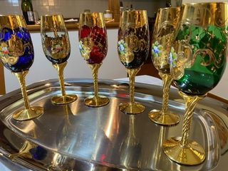 Set 6 Bicchieri Murano rifinito oro zecchino