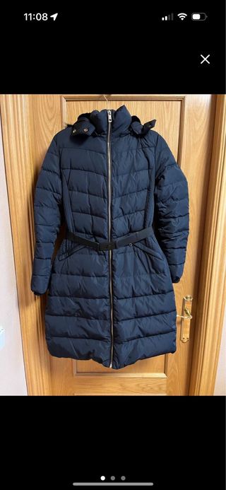 ABRIGO negro parka ZARA NUEVO! UNA S CON PELO 