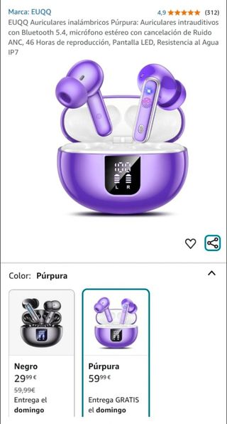 Auriculares inalámbricos púrpura EUQQ