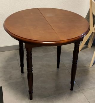 Mesa comedor redonda extensible de madera