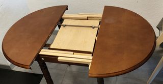 Mesa comedor redonda extensible de madera