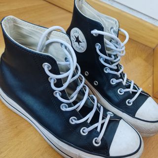 Converse negras piel plataforma