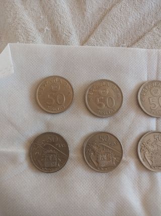 10 Monedas de Franco y Rey 50 pesetas