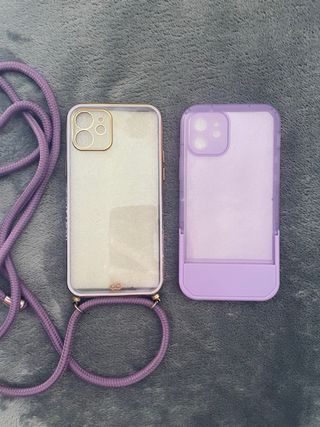Funda iPhone 12 morada con soporte y una de regalo