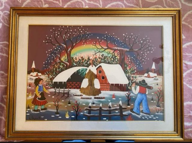 6 quadri naif di Gino Agnelli con cornice