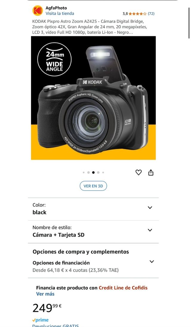 Cámara Kodak pixpro astro zoom AZ425