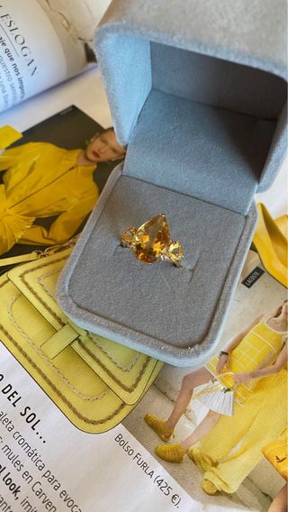 Anillo oro 14k con citrinos 