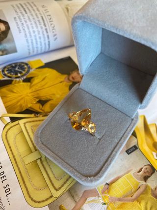Anillo oro 14k con citrinos 